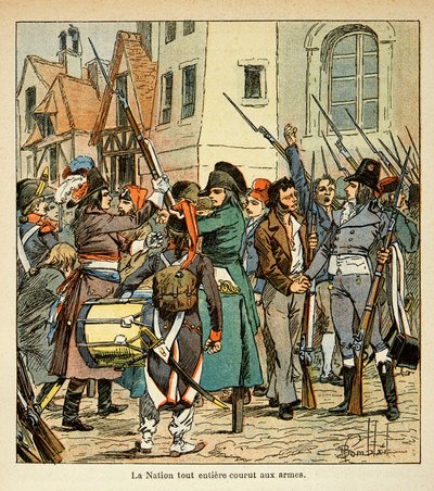 Ilustração de Bombled Louis (1862-1927) do livro "O Memorial de Santa Helena" do Conde Emmanuel de Las Cases (1766-1842): A Nação inteira correu às armas contra a Coleção Privada Inglesa de Louis Charles Bombled