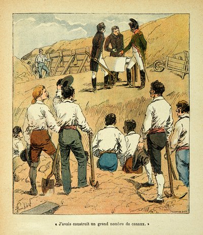 Ilustração de Bombled Louis (1862-1927) do livro "The Memorial of Sainte Helene" do Conde Emmanuel de Las Cases (1766-1842): Napoleão dirigiu grandes obras na França durante sua regência, Coleção Parcial de Louis Charles Bombled