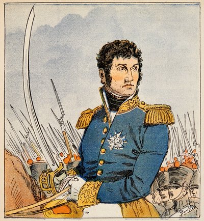 Ilustração de Bombled Louis (1862-1927) do livro "O Memorial de Santa Helena" do Conde Emmanuel de Las Cases (1766-1842): Retrato do marechal Jean Lannes (1769-1809), Duque de Montebello, Coleção Particular de Louis Charles Bombled