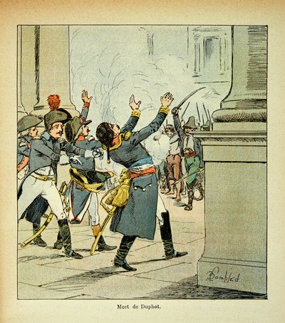 Ilustração de Bombled Louis (1862-1927) do livro "O Memorial de Santa Helena" do Conde Emmanuel de Las Cases (1766-1842): Assassinato do General Leonard Duphot (1769-1797) em Roma em 1797, Coleção Particular de Louis Charles Bombled