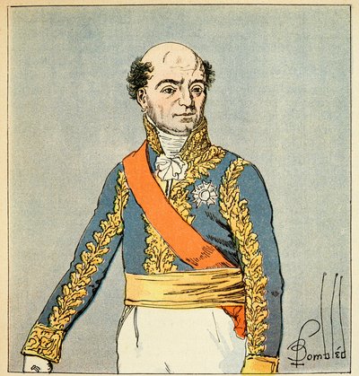 Ilustração de Bombled Louis (1862-1927) do livro "O Memorial de Santa Helena" do Conde Emmanuel de Las Cases (1766-1842): Retrato de Marechal Catherine Dominique de Perignon (1754-1818) Coleção particular de Louis Charles Bombled