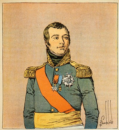 Ilustração de Bombled Louis (1862-1927) do livro "O Memorial de Santa Helena" do Conde Emmanuel de Las Cases (1766-1842): Retrato de Marechal Etienne Macdonald (1765-1840), Duque de Taranto, Coleção Particular de Louis Charles Bombled