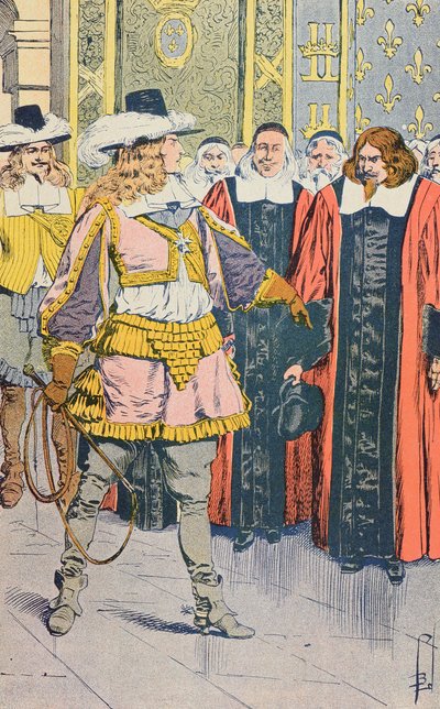 Luís XIV visitando o Parlamento francês, ilustração de &39;Histoire de France&39; de Jules Michelet, c.1900 de Louis Charles Bombled
