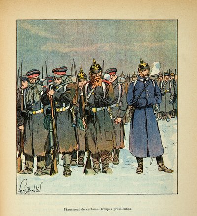 A Arma do Loire por Eugene Sergent, conhecido como Grenest, ilustrado por Louis Bombled (1862-1927) (Guerra Franco-Alemã; campanha de 1870 -1871): Denúncia de algumas tropas prussianas em 1870, Coleção Privada de Louis Charles Bombled