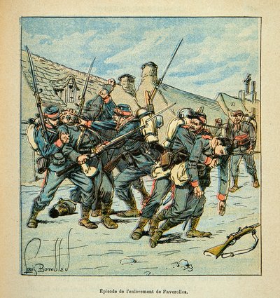 A Arma do Loire por Eugene Sergent, conhecido como Grenest, ilustrado por Louis Bombled (1862-1927) (Guerra Franco-Alemã; campanha de 1870 -1871): Combate entre prussianos e franceses em 1870, Coleção Privada de Louis Charles Bombled