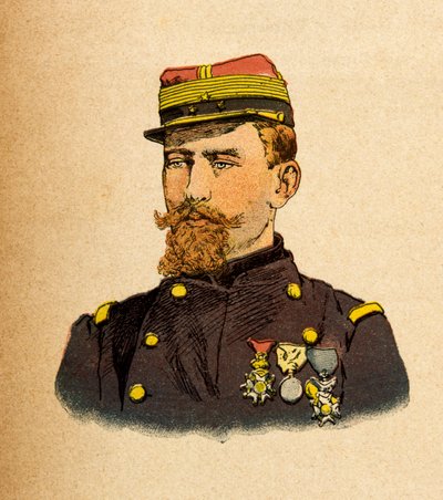 A Armee Oriental do Sargento Eugene, conhecida como Grenest, ilustrada por Louis Bombled (1862-1927) (Guerra Franco-Alemã; campanha de 1870-1871): Retrato do General Cremer (1840-1876), Coleção Particular de Louis Charles Bombled