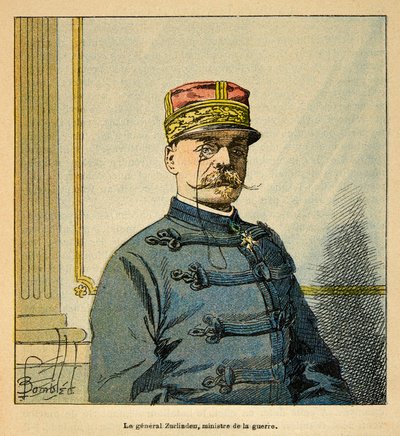 A Guerra em Madagáscar - História das Expedições Francesas de 1885-1895 por Henri Galli dit Galllichet (1854-1922), ilustrada por Louis Bombled (1862-1927): Retrato do General Emile Auguste Francois Zurlinden (1837-1929), Ministro da Guerra, Privado C de Louis Charles Bombled