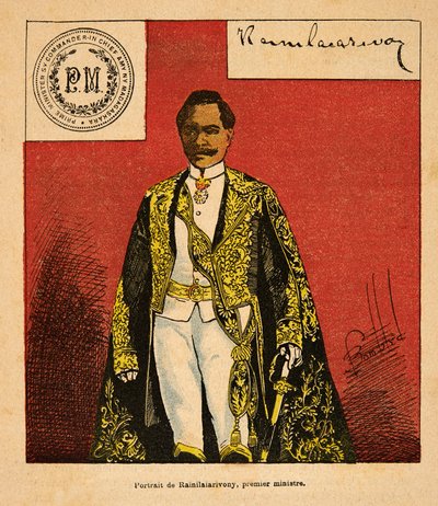 A Guerra em Madagáscar - História das Expedições Francesas de 1885-1895 por Henri Galli dit Galllichet (1854-1922), ilustrada por Louis Bombled (1862-1927): Retrato do Primeiro Ministro Rainilaiarivony (1828-1896), Coleção Privada de Louis Charles Bombled