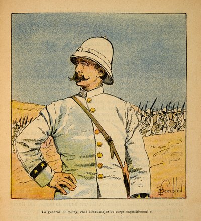 A Guerra em Madagáscar - História das Expedições Francesas de 1885-1895 por Henri Galli dit Galllichet (1854-1922), ilustrada por Louis Bombled (1862-1927): Retrato do General De Torcy (1844-1918), Chefe de Gabinete da Força Expedicionária em Madag de Louis Charles Bombled
