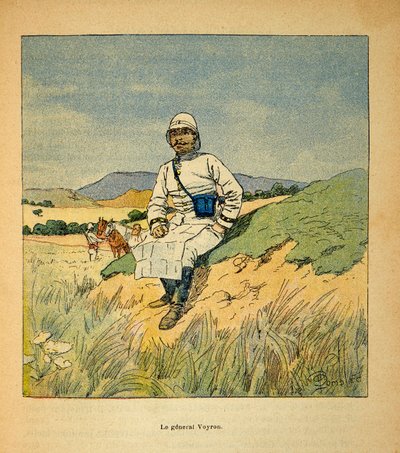 A Guerra em Madagáscar - História das Expedições Francesas de 1885-1895 por Henri Galli dit Galllichet (1854-1922), ilustrada por Louis Bombled (1862-1927): Retrato do General Voyron (1838-1921), Coleção Particular de Louis Charles Bombled