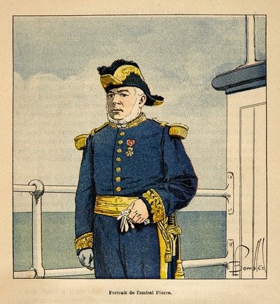A Guerra em Madagáscar - História das Expedições Francesas de 1885-1895 por Henri Galli dit Galllichet (1854-1922), ilustrada por Louis Bombled (1862-1927): Retrato do Almirante Pierre (1827-1883), Coleção Particular de Louis Charles Bombled