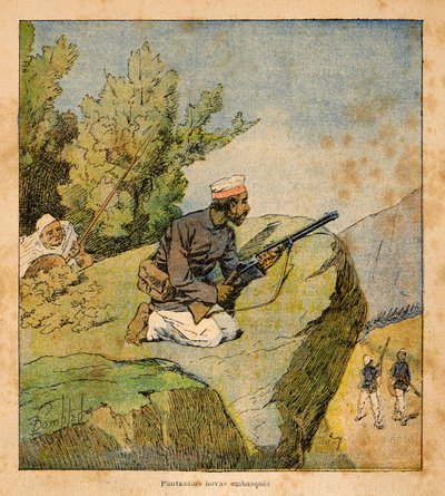 A Guerra em Madagáscar - História das Expedições Francesas de 1885-1895 por Henri Galli dit Galllichet (1854-1922), ilustrada por Louis Bombled (1862-1927): Hovas Ambushes, Colecção Privada de Louis Charles Bombled