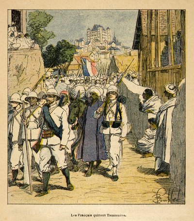 A Guerra em Madagáscar - História das Expedições Francesas de 1885-1895 por Henri Galli dit Galllichet (1854-1922), ilustrada por Louis Bombled (1862-1927): O Armee Francês em Tanananrive em 1895, Coleção Privada de Louis Charles Bombled