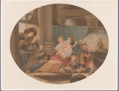 Interior com família com seis filhos
L