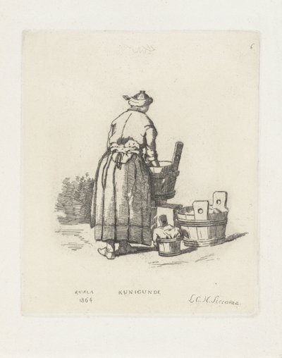 lavadeira Kunigunde (título no objeto) de Louis Charles Hora Siccama