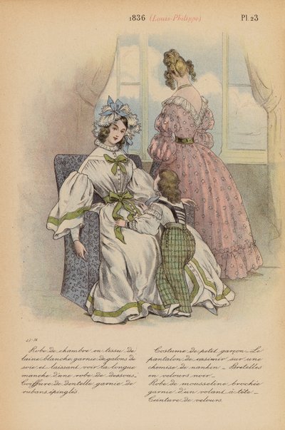 Moda francesa: 1836, Louis-Philippe (litografia a cores) de Louis Colas
