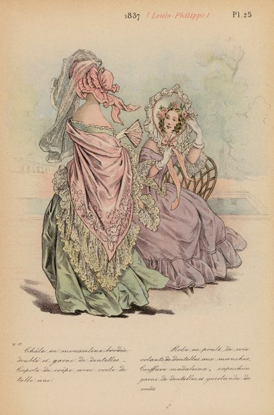 Moda francesa: 1837, Louis-Philippe (litografia a cores) de Louis Colas