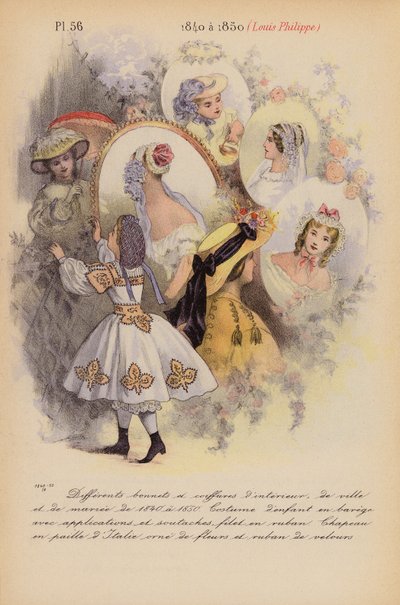 Moda francesa: 1840 a 1850, Louis-Philippe (litografia a cores) de Louis Colas