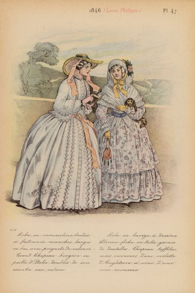Moda francesa: 1846, Louis-Philippe (litografia a cores) de Louis Colas