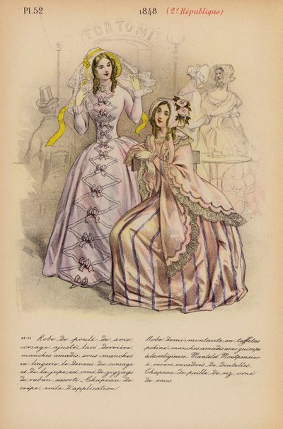 Moda francesa: 1848, 2e Republique (litografia a cores) de Louis Colas