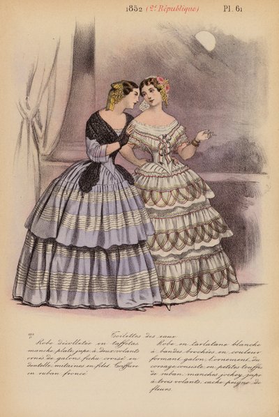 Moda francesa: 1852, 2e Republique (litografia a cores) de Louis Colas