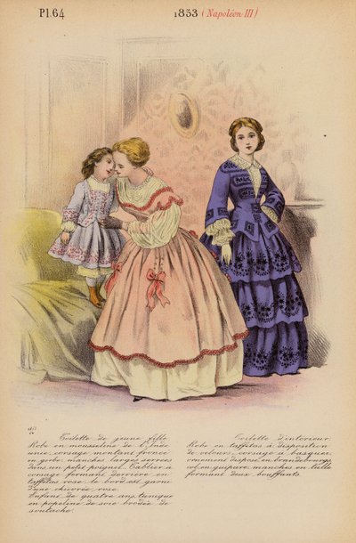Moda francesa: 1853, Napoleão III (litografia a cores) de Louis Colas