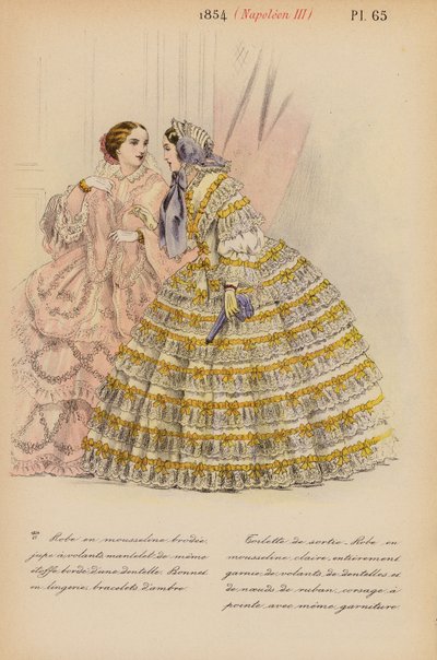 Moda francesa: 1854, Napoleão III (litografia a cores) de Louis Colas