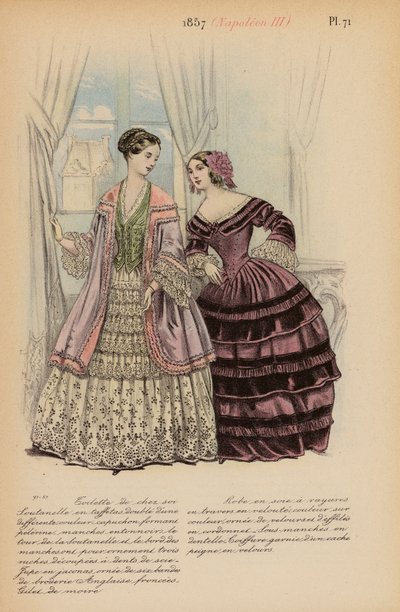 Moda francesa: 1857, Napoleão III (litografia a cores) de Louis Colas