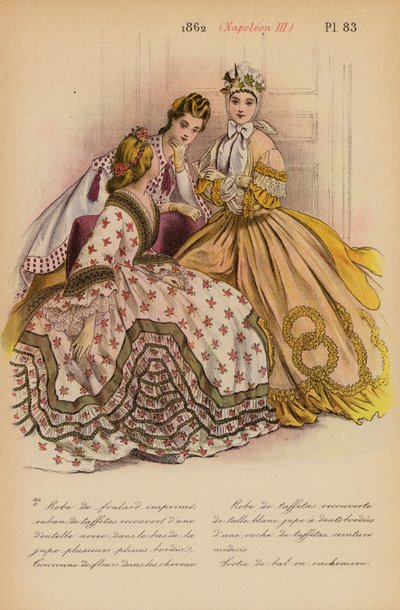Moda francesa: 1862, Napoleão III (litografia a cores) de Louis Colas