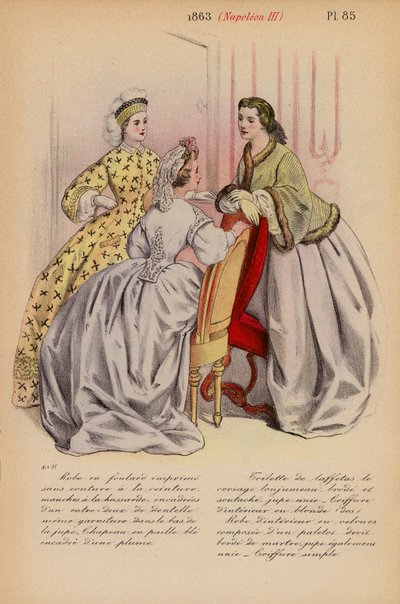 Moda francesa: 1863, Napoleão III (litografia a cores) de Louis Colas
