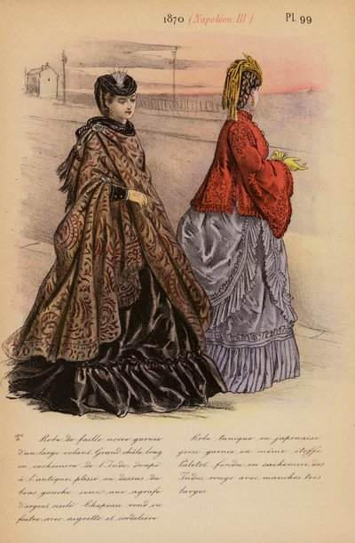 Moda francesa: 1870, Napoleão III (litografia a cores) de Louis Colas