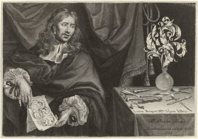 Impressão do título com o retrato de Louis Roupert Ornamentos para ourives (título da série) de Louis Cossin