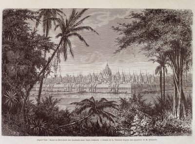 Vista de Angkor Thom por volta de 1870 - em "Voyage au Cambodia" de Louis Delaporte, Paris de Louis Delaporte