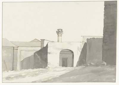 Antieke zuil en gebouwen em haven van Brindisi
Uma vista distante da Coluna Antiga [no porto de Brindisi].
Viagem a Itália, Sicília e Malta - 1778 (título da série) de Louis Ducros