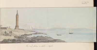 Vista do farol perto do cais em Nápoles
Vue de la Lanterne du Mole à Nápoles (título sobre o objecto)
Voyage en Italie, en Sicile et à Malte - 1778 (título da série) de Louis Ducros