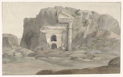 Túmulos com fachada em estilo dórico esculpidos na rocha perto de Siracusa
Voyage en Italie, en Sicile et à Malte - 1778 (título da série) de Louis Ducros