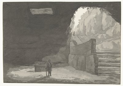 Caverna Fontein em de oude stad Manduria Caverna e Fonte dos Mandurians mencionados em Plínio Viagens na Itália, Sicília e Malta - 1778 (título da série) de Louis Ducros
