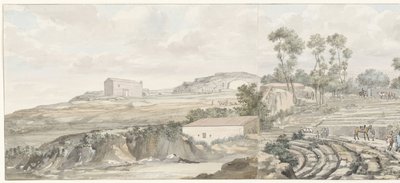 Interieur conheceu o teatro Trappen van em Siracusa
Vista do interior, e das bancadas do Teatro em Siracusa (título sobre o objecto)
Voyage en Italie, en Sicile et à Malte - 1778 (título da série) de Louis Ducros