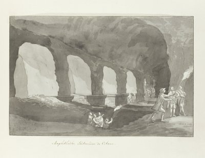 Carrinha subterrânea do anfiteatro de Catanië Anfiteatro de Catania (título no objeto) Viagens na Itália, Sicília e Malta - 1778 (título da série) de Louis Ducros