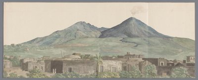 Vesuvius gezien vanaf Portici met lavastromen uit 1777, 1771 en 1731 Vesúvio visto de Portici com as lavas de 1777, 1771, 1731 (título no objeto) Viagens na Itália, Sicília e Malta - 1778 (título da série) de Louis Ducros