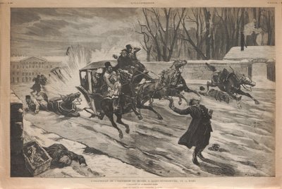 Assassinato do czar Alexandre II em São Petersburgo, 1881. de Louis Dünki