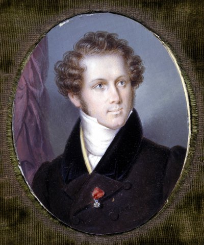 Retrato de Vincenzo Bellini (1801 - 1835), miniatura do Dupré. Museu de La Scala. Milão. de Louis Dupré
