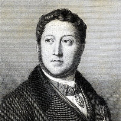 Retrato do compositor Gioachino Antonio Rossini 1792-1868, 1836. de Louis Dupré