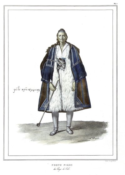 Foto Pikos do país de Suli, em "Journey to Athenes and Constantinople", ou coleção de retratos gregos e otomanos, vistas e fantasias, pintados em lugares da natureza, litografias e colórias de Louis Dupre (1789-1837), aluno de David.1825. de Louis Dupré