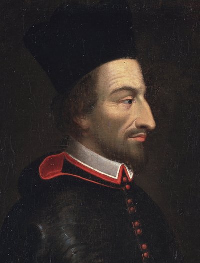 Retrato de Cornelius Jansen, chamado Jansenius, bispo de Ypres, detalhe (óleo sobre tela de Louis Dutielt