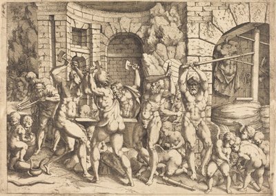 A Forja de Vulcano de Louis Elle I after Francesco Primaticcio