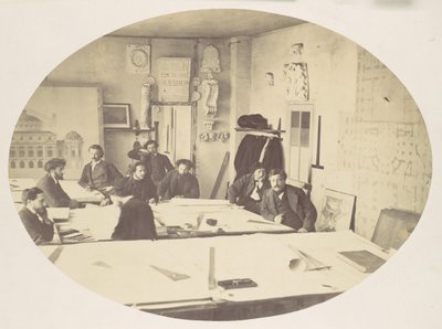 [Charles Garnier na Sala de Esboço Durante o Desenho da Nova Ópera de Paris], ca. 1870. de Louis Emile Durandelle