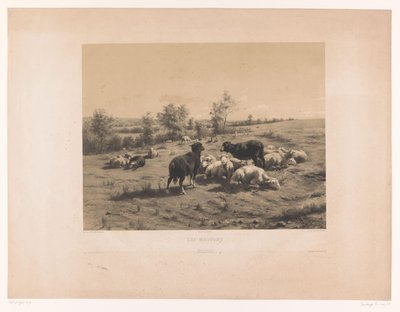 Ovelhas em um prado Les moutons (título no objeto) de Louis Emmanuel Soulange Teissier