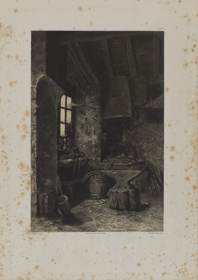 Interior de uma oficina de ferreiro de Louis Emmanuel Soulange Tessier