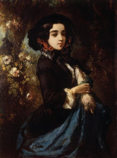Retrato de uma senhora, c.1860-65 (óleo sobre tela) de Louis Eugene Gabriel Isabey